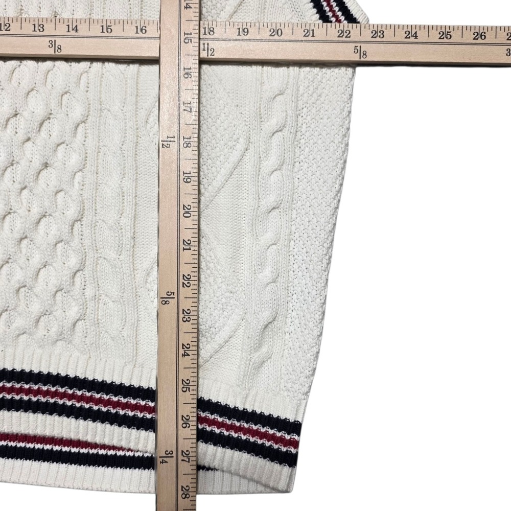 Abercrombie & Fitch Sweater Vest Ivory Cable Knit Oversized V Neck Womens M - Picture 2 of 6